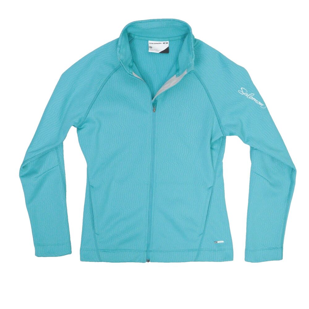 Salomon Jacket Womens Medium Blue Long Sleeve Full Zip Pockets Athletic Outdoors